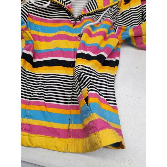 AMX Womens Pink Zip Up Long Sleeve Jacket Stripted Colorfull Rainbow S - Picture 5 of 11